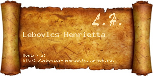 Lebovics Henrietta névjegykártya
